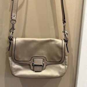 Coach metallic gold leather shoulder bag.